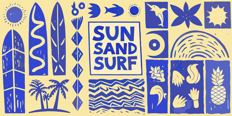 A vibrant retro style collage featuring summer icons and bold typography © Pali