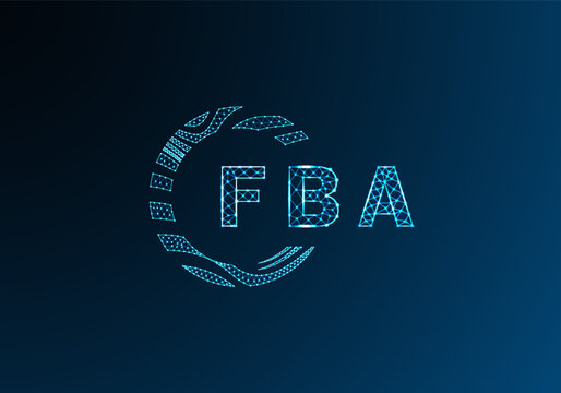 FBA low poly letter logo vector design. FBA lower poly logo design. FBA unique low poly logo design.