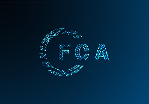 FCA low poly letter logo vector design. FCA lower poly logo design. FCA unique low poly logo design.