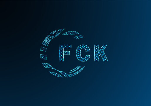 FCK low poly letter logo vector design. FCK lower poly logo design. FCK unique low poly logo design.