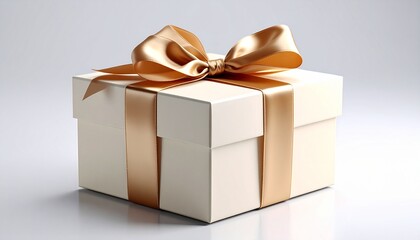 Obraz premium White Gift Box with Gold Ribbon.