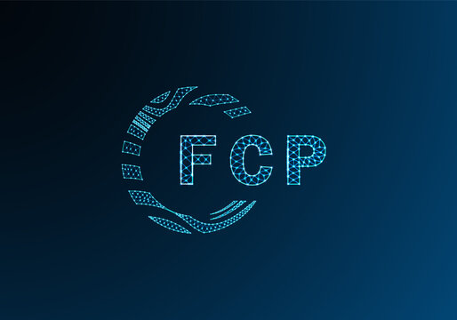 FCP low poly letter logo vector design. FCP lower poly logo design. FCP unique low poly logo design.