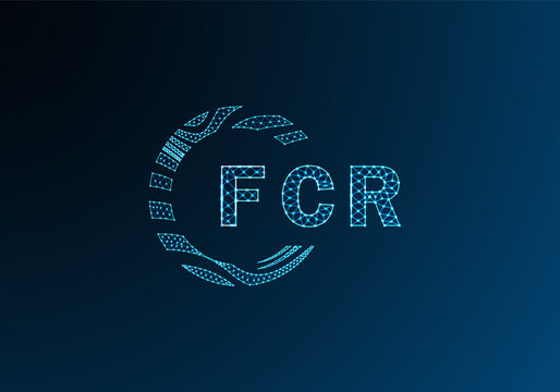 FCR low poly letter logo vector design. FCR lower poly logo design. FCR unique low poly logo design.