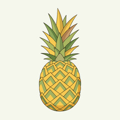 Obraz premium A stylized illustration of a whole ripe pineapple against a neutral backdrop