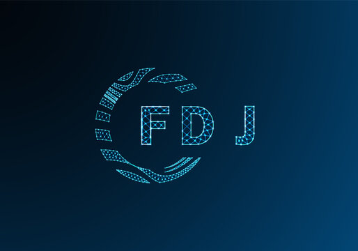 FDJ low poly letter logo vector design. FDJ lower poly logo design. FDJ unique low poly logo design.