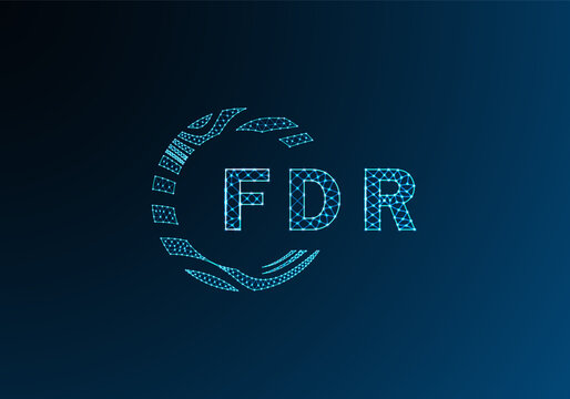 FDR low poly letter logo vector design. FDR lower poly logo design. FDR unique low poly logo design.