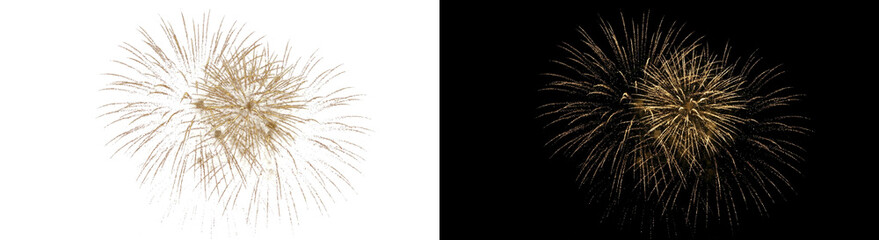 Vibrant fireworks explode in night sky creating transparent PNG image