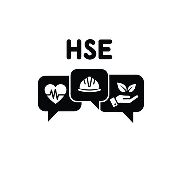 Vector illustration icon hse health safety and environment concept icons in speech bubbles