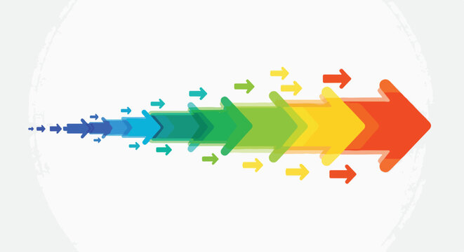 A vibrant, colorful arrow progression indicating a forward trajectory