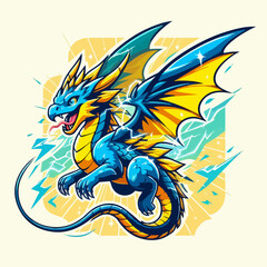Cute lightning dragon cartoon vector illustration