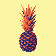 Fototapeta premium A vibrant, colorful pineapple on a light yellow background