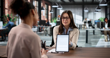 Woman Signing House Rent Contract Document With Insurance Papers