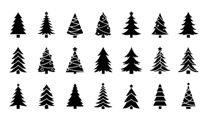 Obraz premium Holiday Christmas Tree Silhouettes – Minimal Black Vector Icon Collection