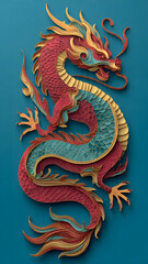 Fototapeta premium Dragon Paper Cut Craft