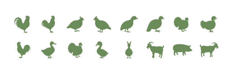 Obraz premium A set of icons depicting various farm animals
