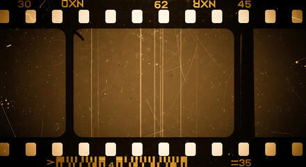 vintage film strip sepia toned with dust scratches and grain evoking a nostalgic retro aesthetic for cinematic use.