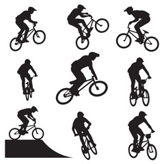 Naklejka premium Black BMX Racing Silhouette Vector, High Quality Illustration on White Background