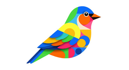 Obraz premium Colorful bird illustration with vibrant feathers and abstract shapes in a side profile view