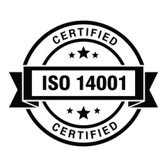 Obraz premium Vector illustration icon iso 14001 certified badge with stars and ribbon