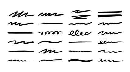 Abstract Black Ink Scribble Lines Isolated on White Background