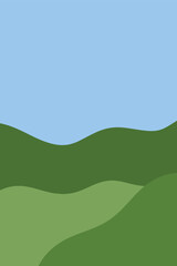 Obraz premium Minimalist Green Hills Landscape under Cerulean Blue Sky Background