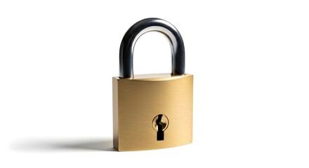 Naklejka premium Golden padlock with shadow on white