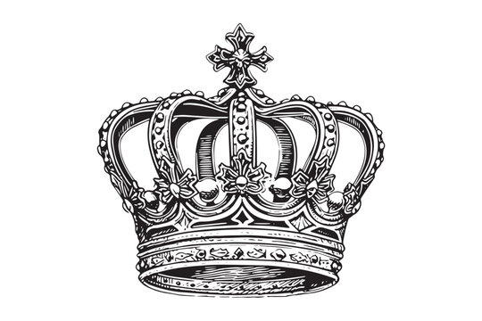 Crown royal retro sketch hand drawn engraved style Vector illustration