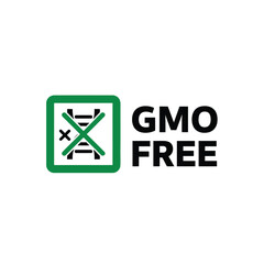 Vector illustration icon gmo free logo with dna symbol and green checkmark