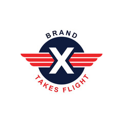 Obraz premium Dynamic flight symbol graphic representing brand progress and ascent; modern vector design emblem takes off.