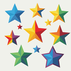 Obraz premium Assortment of multi-colored stars arranged on a plain, light-colored backdrop