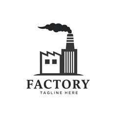 Obraz premium Stylized Industrial Building Icon with Smoking Chimney, Representing Manufacturing Operations