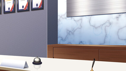 大理石の壁の受付