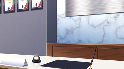 大理石の壁の受付