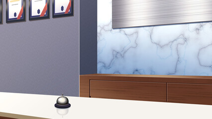 大理石の壁の受付