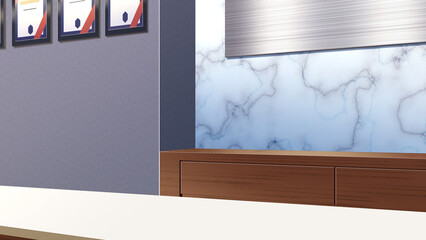 大理石の壁の受付