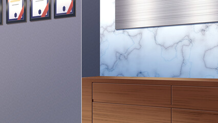 大理石の壁の受付