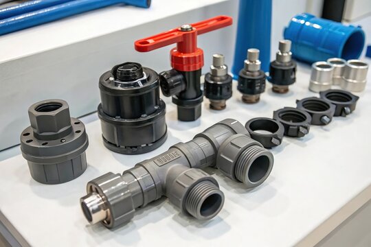 A collection of different types of pipes and fittings