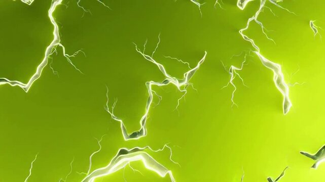 Electric lightning bolts crackle on vibrant green background
