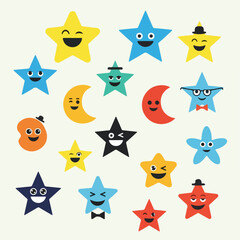 Naklejka premium Collection of cute, colorful shapes with faces. Some wear hats/bow ties