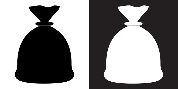 Garbage bag vector silhouette, Black silhouette trash bag icon vector, Garbage bag vector.