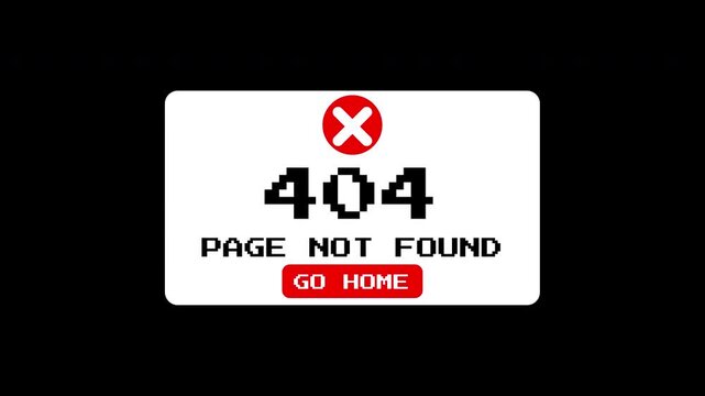 Error 404 page with retro design and button, suitable for website design, error pages, digital marketing, and web development.