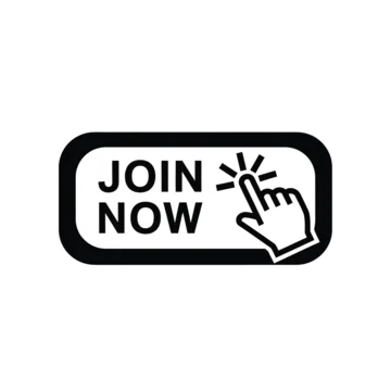Vector illustration icon black and white join now button icon with hand cursor