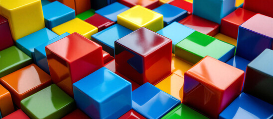 Obraz premium Colorful glossy cubes in vibrant abstract arrangement
