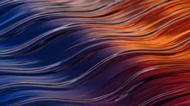 Abstract background with flowing blue and orange liquid l waves.