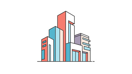 Fototapeta premium Modern Abstract Cityscape Buildings Illustration.