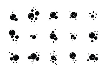 Abstract bubble silhouettes collection, liquid splash and round shapes vector set.