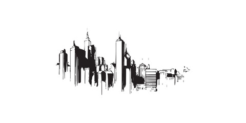 Abstract Sketch of a City Skyline with Tall Buildings.