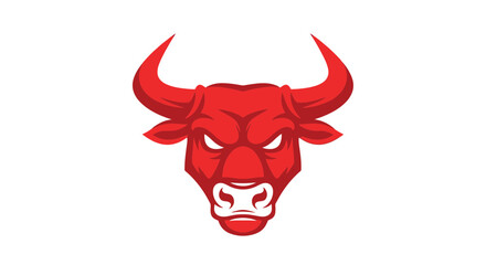 Aggressive Red Bull Head Mascot Logo, Fierce Animal Symbol