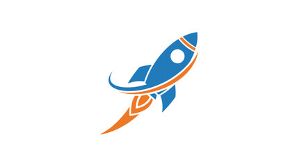 Obraz premium Blue and orange rocket ship launching into space with fiery exhaust