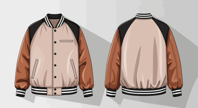 Varsity jacket illustration with front and back views.